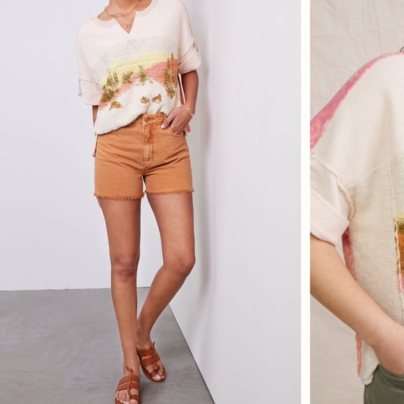 Anthropologie Pilcro Desert Intarsia Sweater Tee Size Medium - Picture 4 of 11